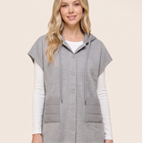 Padded Hooded Cape Vest with Snap Front