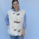 Luxurious Cream Sheepskin Toggle Vest