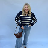 Striped Half Zip Sweater