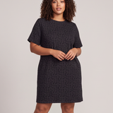 Plus Size Short Sleeve Animal Print Knit Dress with Pockets