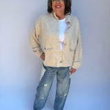 Button Up Cardigan with Gold Accent