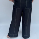 Wide legs pants with drawstring waistline