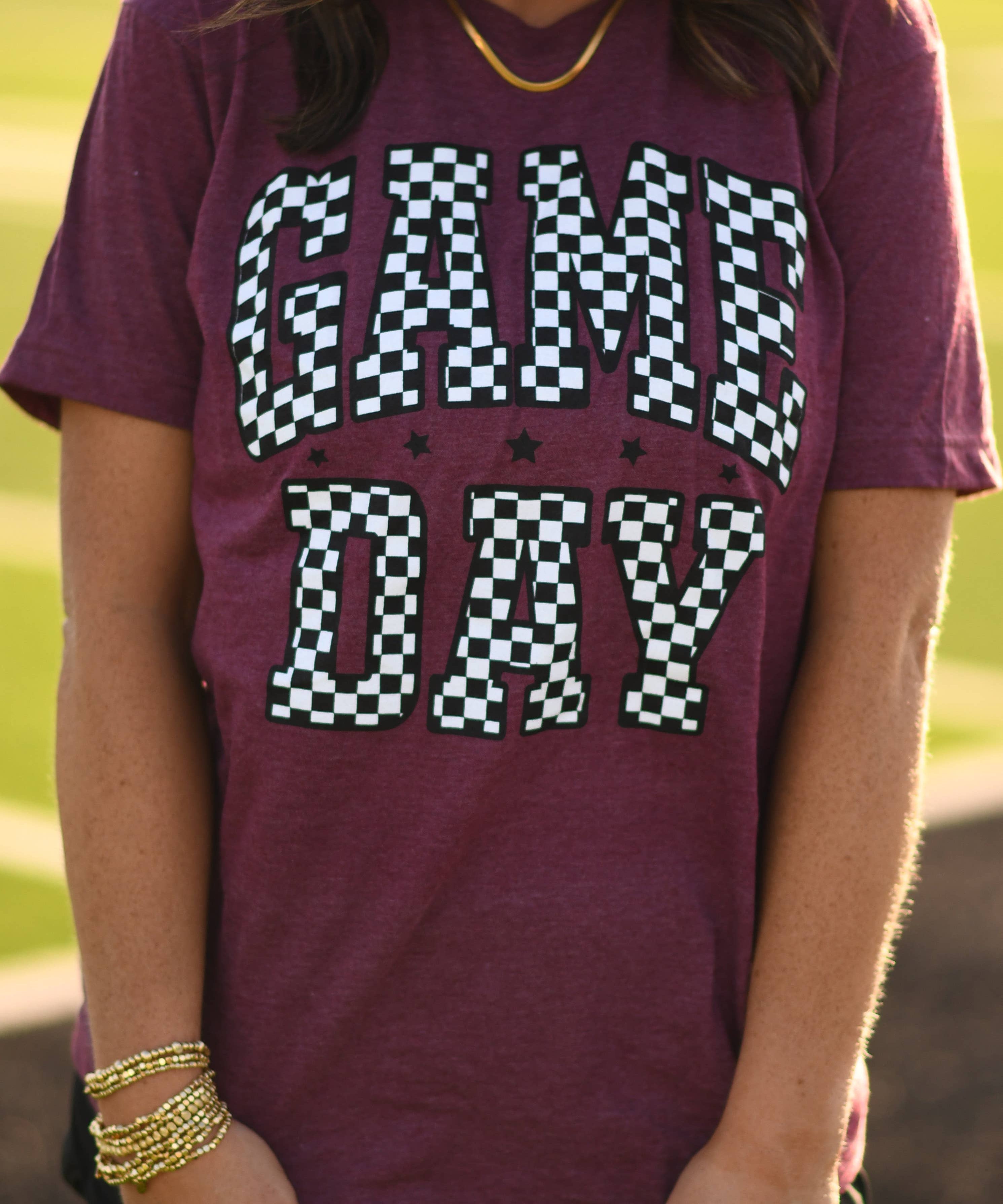 RTS Maroon Checkered Game Day Tee