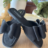 Black Bow Slides with Sparkle