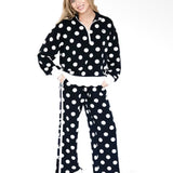 Black and White Polka Dot Qtr Zip Top