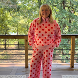 Pink Polka Dot Qtr Zip Top