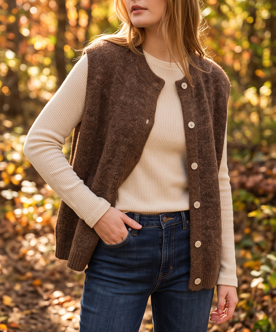 Sleeveless Ribbed Sweater Vest