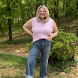 Quarter Zip Sleeveless Sweater Top