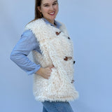 Luxurious Cream Sheepskin Toggle Vest