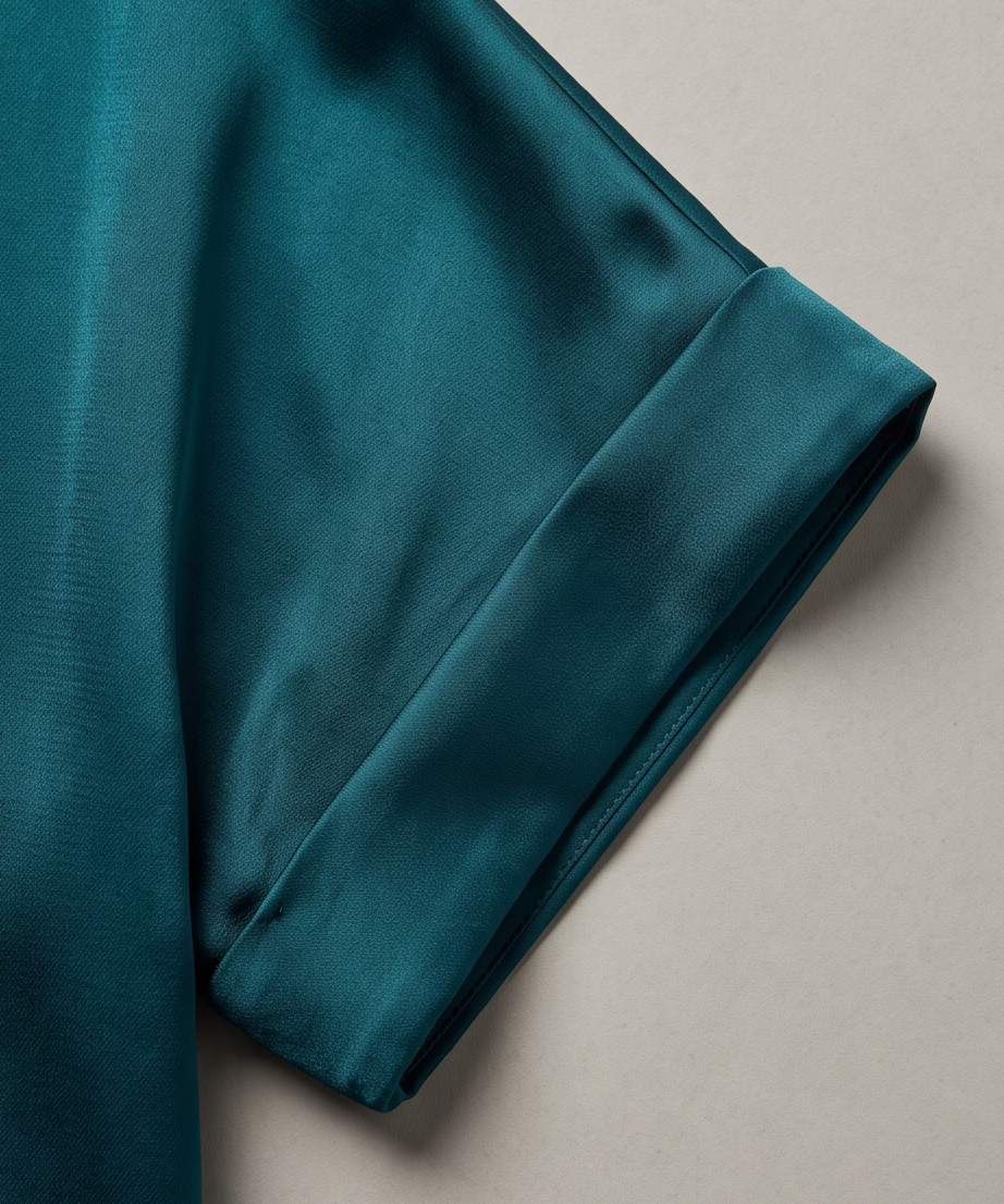Stunning Teal Satin V-neck Blouse