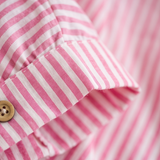 Curvy Oversized Striped Short Sleeve Button Up