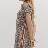Leopard Dress with Red Trim