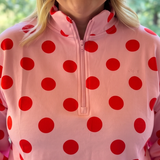 Pink Polka Dot Qtr Zip Top