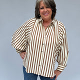 Three Quarter Sleeve Stripe Top