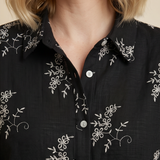 Black Embroidery Button Up