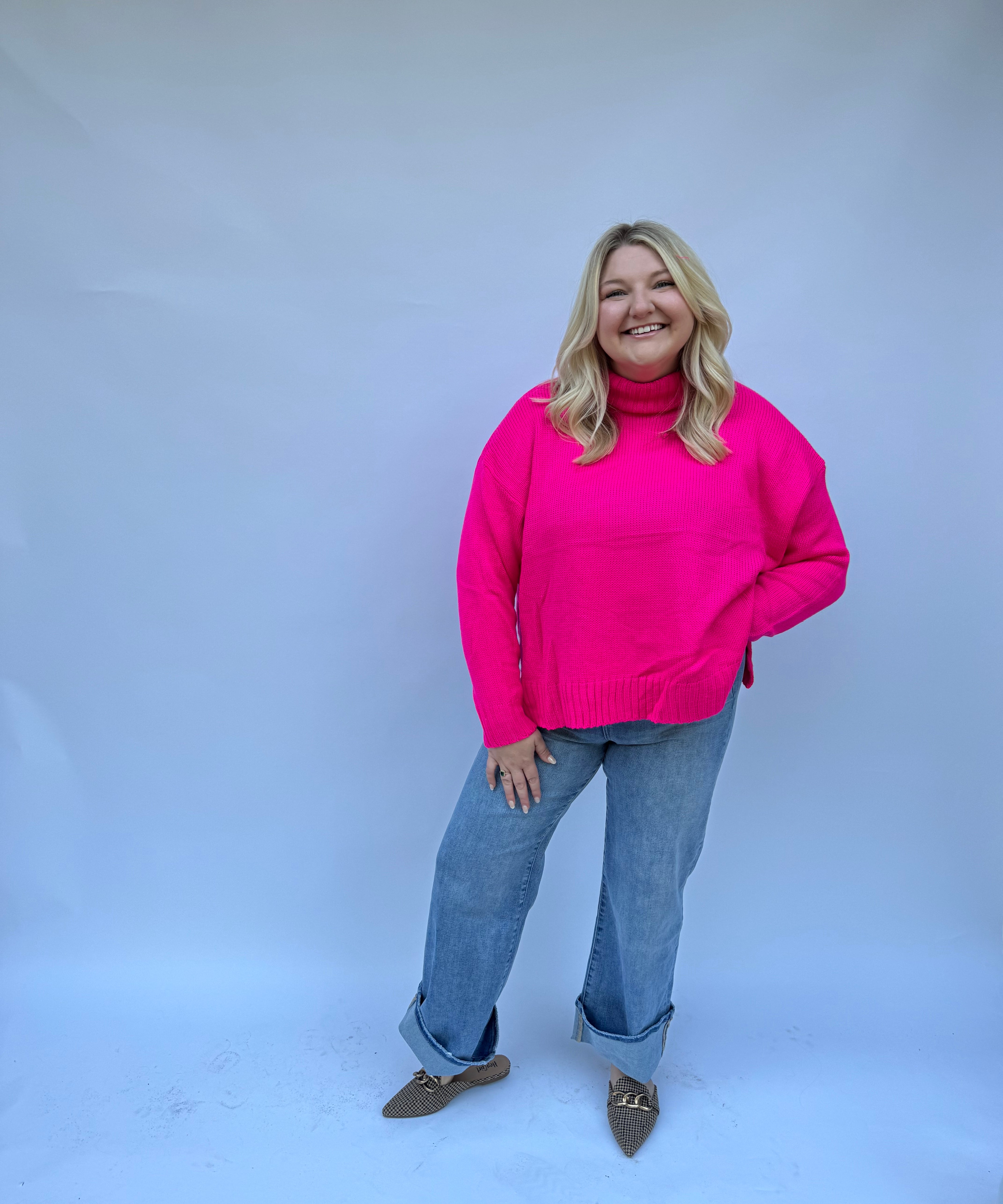 High Neck Loose Fit Sweater - Curvy