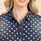 Denim Polka Dot Top