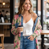 Flower and Denim Cardigan