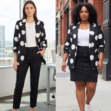 Plus Black n White Polka Dot Blazer