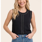 Stud Trim Western Sweater Vest