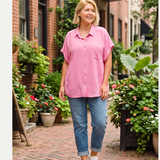 Curvy SS Button Up Airflow Top