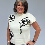 Mock Neck Contrast Trim and Floral