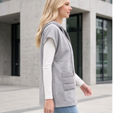 Padded Hooded Cape Vest with Snap Front