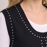 Stud Trim Western Sweater Vest