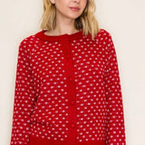 Textured Balloon Sleeve Button-Down Cardigan