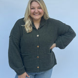 Button Up Cardigan with Gold Accent