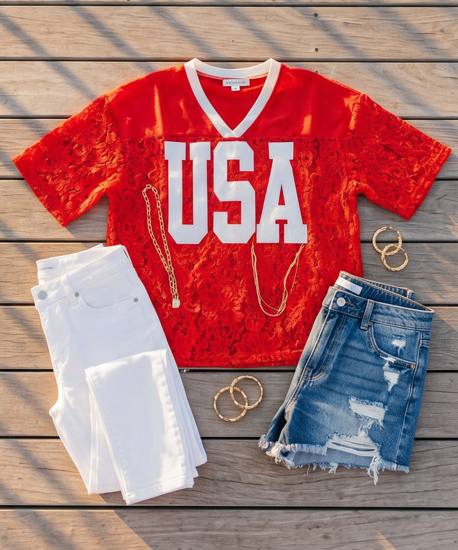 USA and Lace Top
