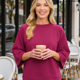 Curvy Scuba 3/4 Sleeve Top