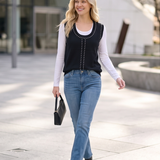 Stud Trim Western Sweater Vest