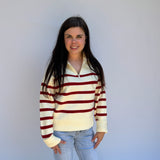 Striped Half Zip Sweater