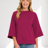 Curvy Scuba 3/4 Sleeve Top