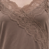 Diagonal Lace Trim Knit Cami Top