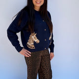 Horse Jacquard button down cardigan