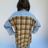 Washed plaid denim shacket