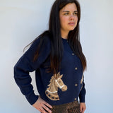 Horse Jacquard button down cardigan