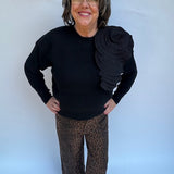Blooming Elegance Black Sweater