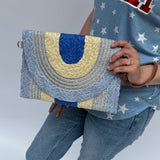 Blue woven purse