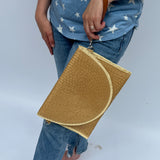 Two tone brown woven purse