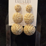 tan and ivory rattan earrings