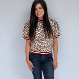 Leopard puff sleeve sweater