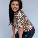 Leopard puff sleeve sweater