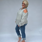 Shoulder Cutout Knit Top Curvy
