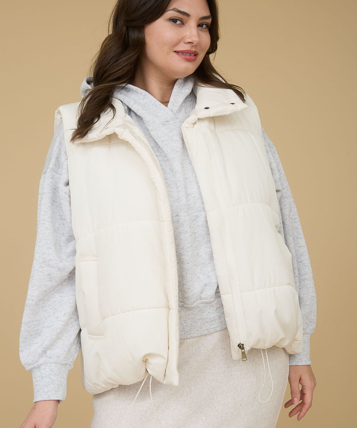 Solid Puffer Vest - Curvy