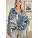 WASHED LEOPARD CONTRAST DENIM JACKET