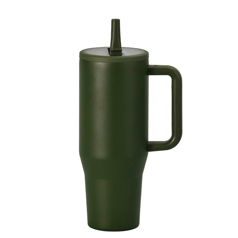 40oz Foldable Straw Lid  Double-Layer Insulated Tumbler