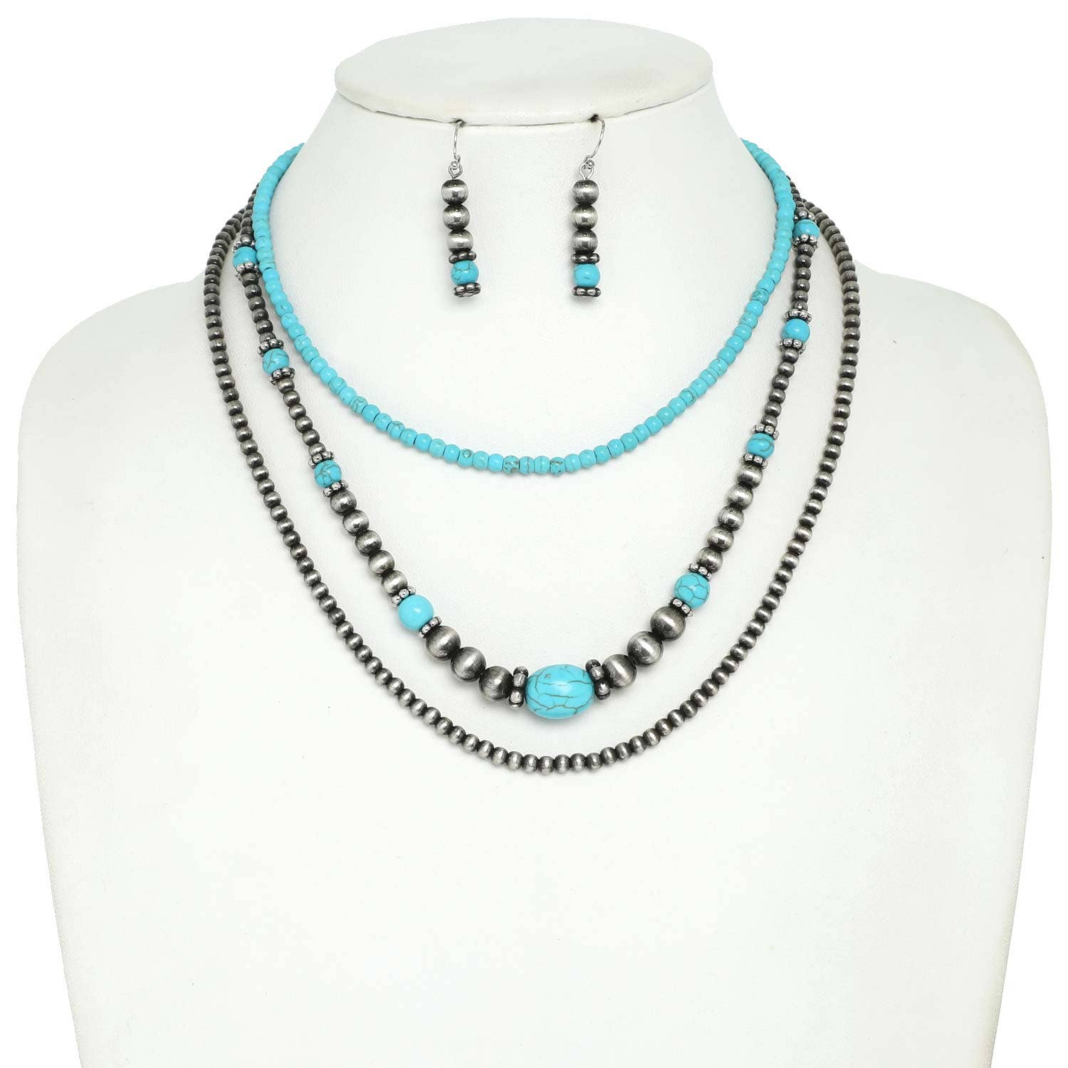 4-Pack Western Navajo Pearl Necklace Earring Set